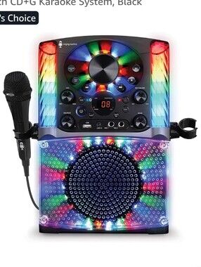 Bluetooth Karaoke Speaker with LED Party Lights - Black